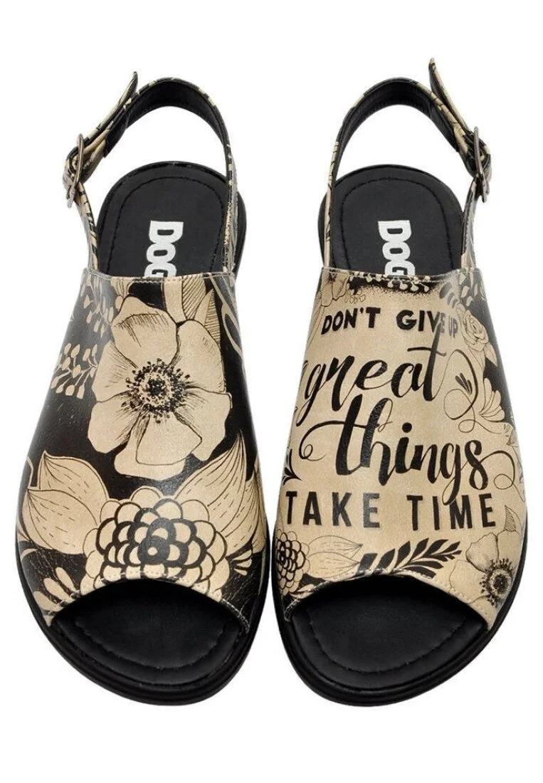 Femme Cuir Vegan Beige Des Sandales - Don't Give Up Motif