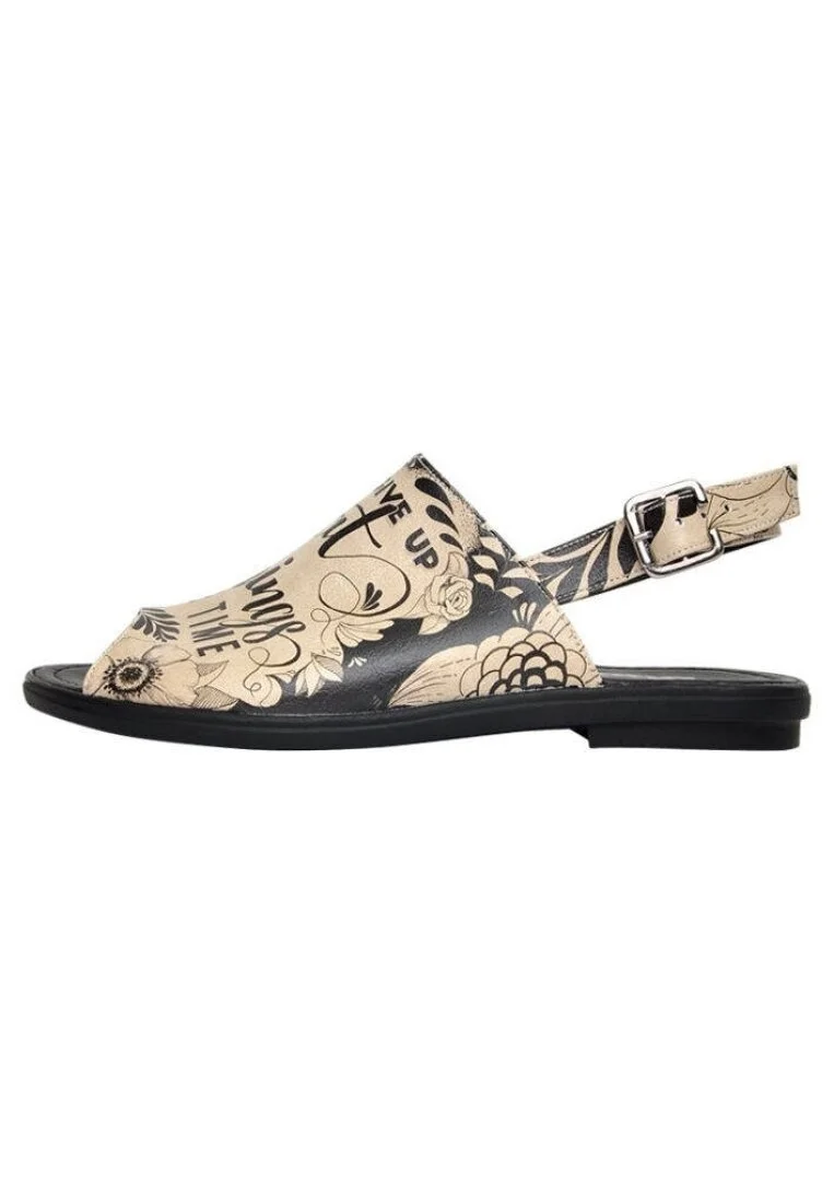 Femme Cuir Vegan Beige Des Sandales - Don't Give Up Motif