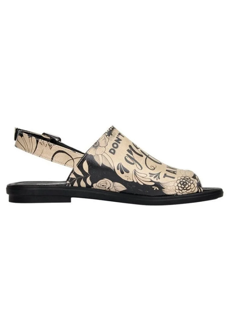Femme Cuir Vegan Beige Des Sandales - Don't Give Up Motif