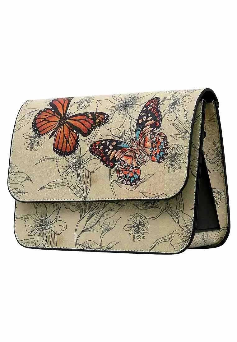 Femme Cuir Vegan Beige Sac à Main - Fly With Your Own Wings Motif