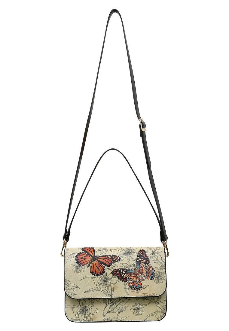 Femme Cuir Vegan Beige Sac à Main - Fly With Your Own Wings Motif