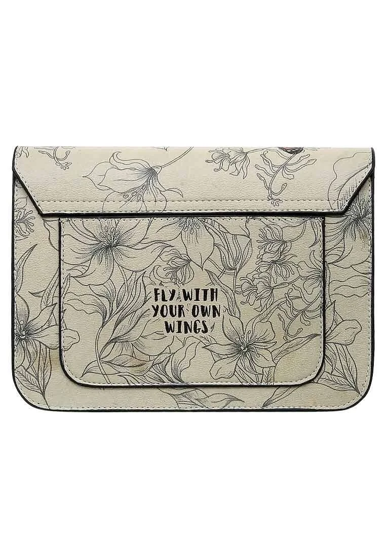 Femme Cuir Vegan Beige Sac à Main - Fly With Your Own Wings Motif