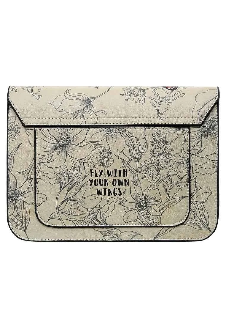 Femme Cuir Vegan Beige Sac à Main - Fly With Your Own Wings Motif