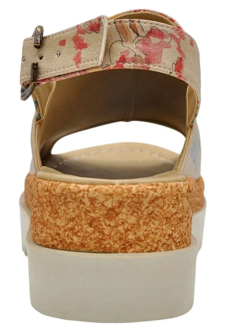 Femme Cuir Vegan Beige Sandales compensées - Sun please Motif