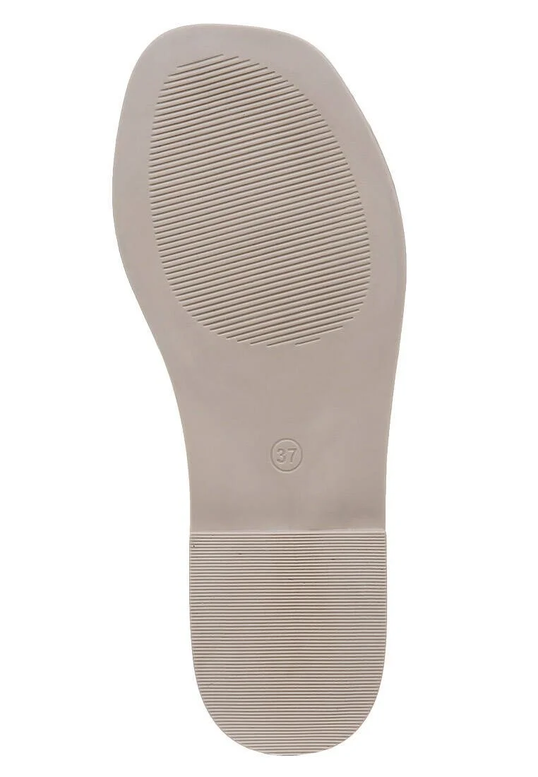 Femme Cuir Vegan Beige Sandales - Beige Sunny Motif