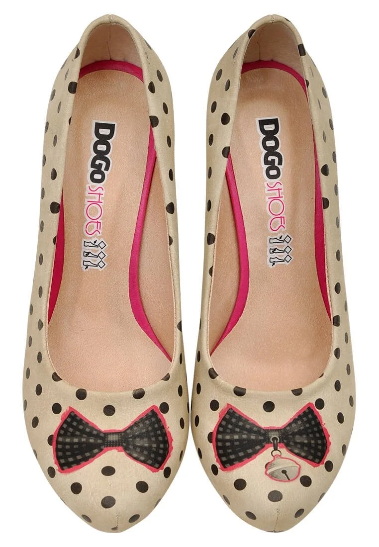 Femme Cuir Vegan Beige Talons Hauts - Kitty Bell Motif