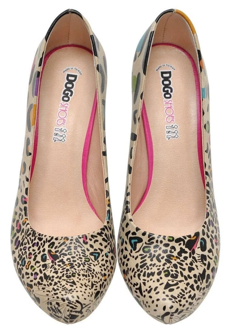 Femme Cuir Vegan Beige Talons Hauts - The Hidden Tiger Motif