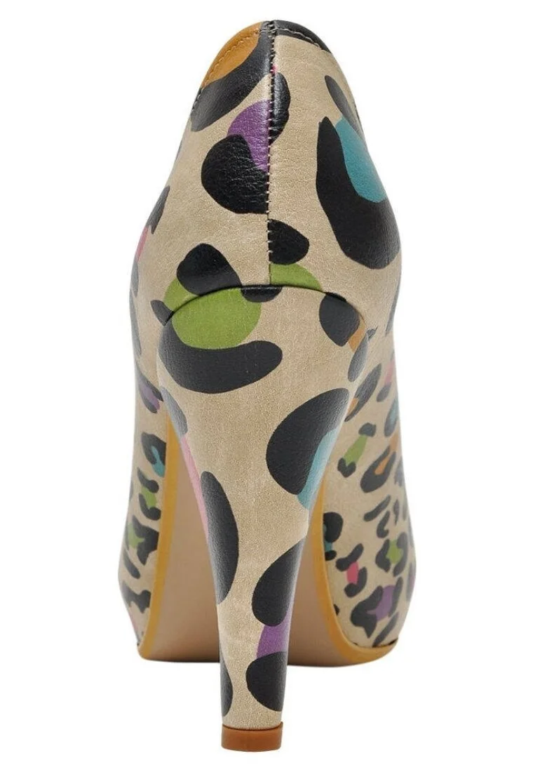 Femme Cuir Vegan Beige Talons Hauts - The Hidden Tiger Motif