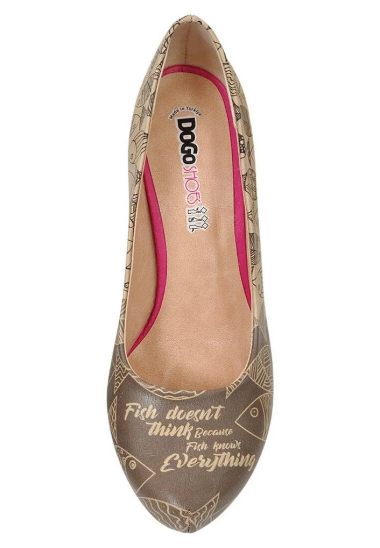 Femme Cuir Vegan Beige Talons Hauts - Fish Knows Motif