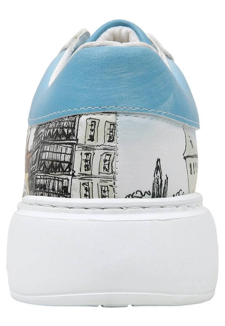 Femme Cuir Vegan Blanc Baskets - Take a Walk Motif