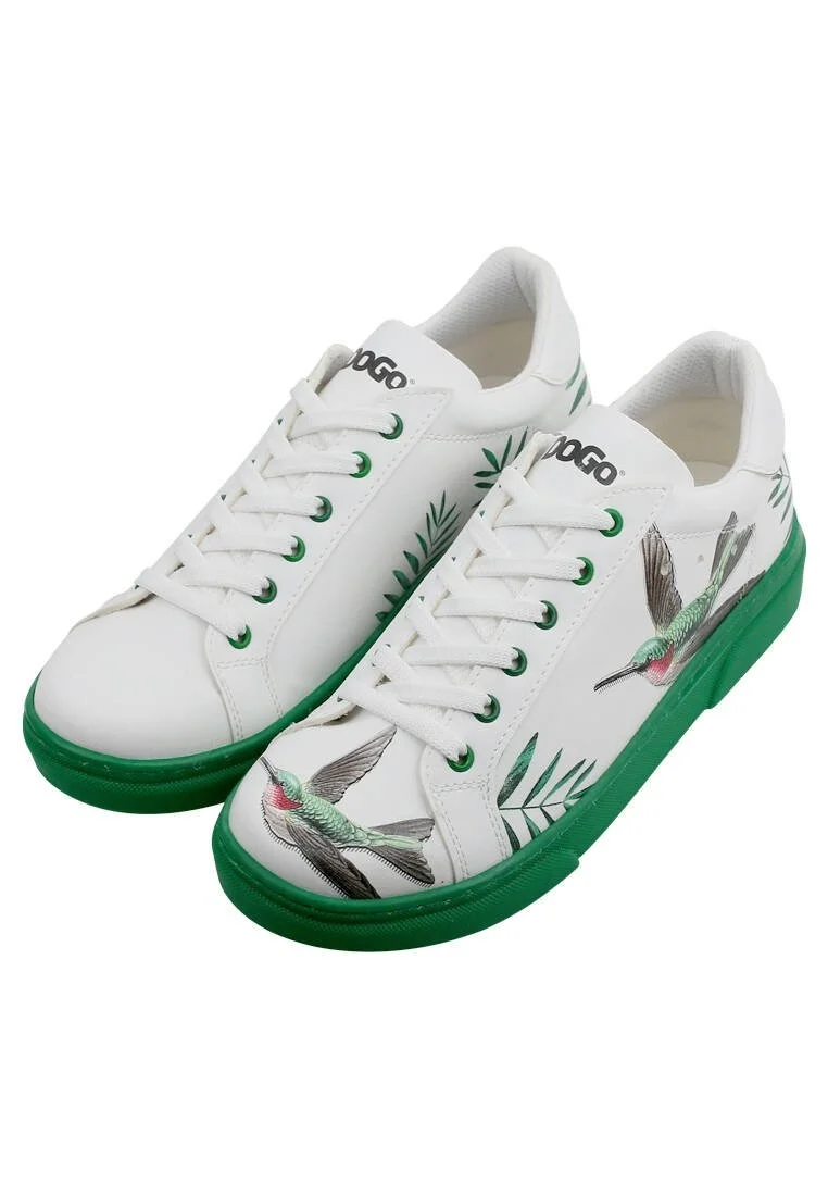 Femme Cuir Vegan Blanc Baskets - Soar the Sky Motif