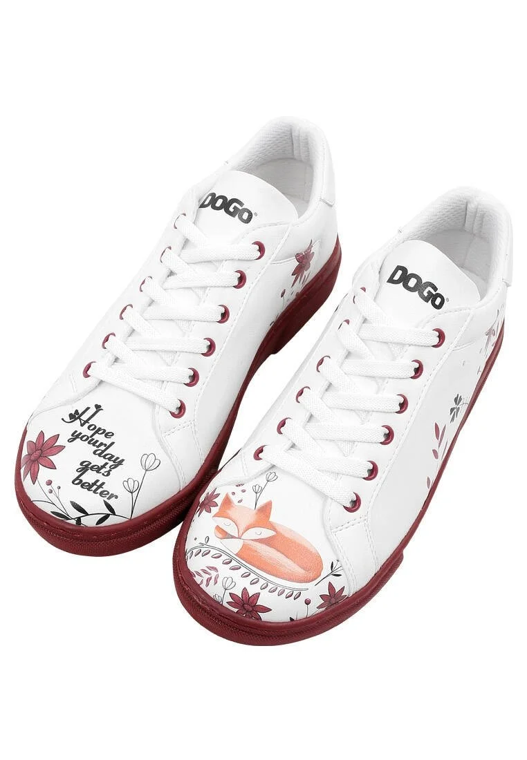 Femme Cuir Vegan Blanc Baskets - Spirit Animal Motif