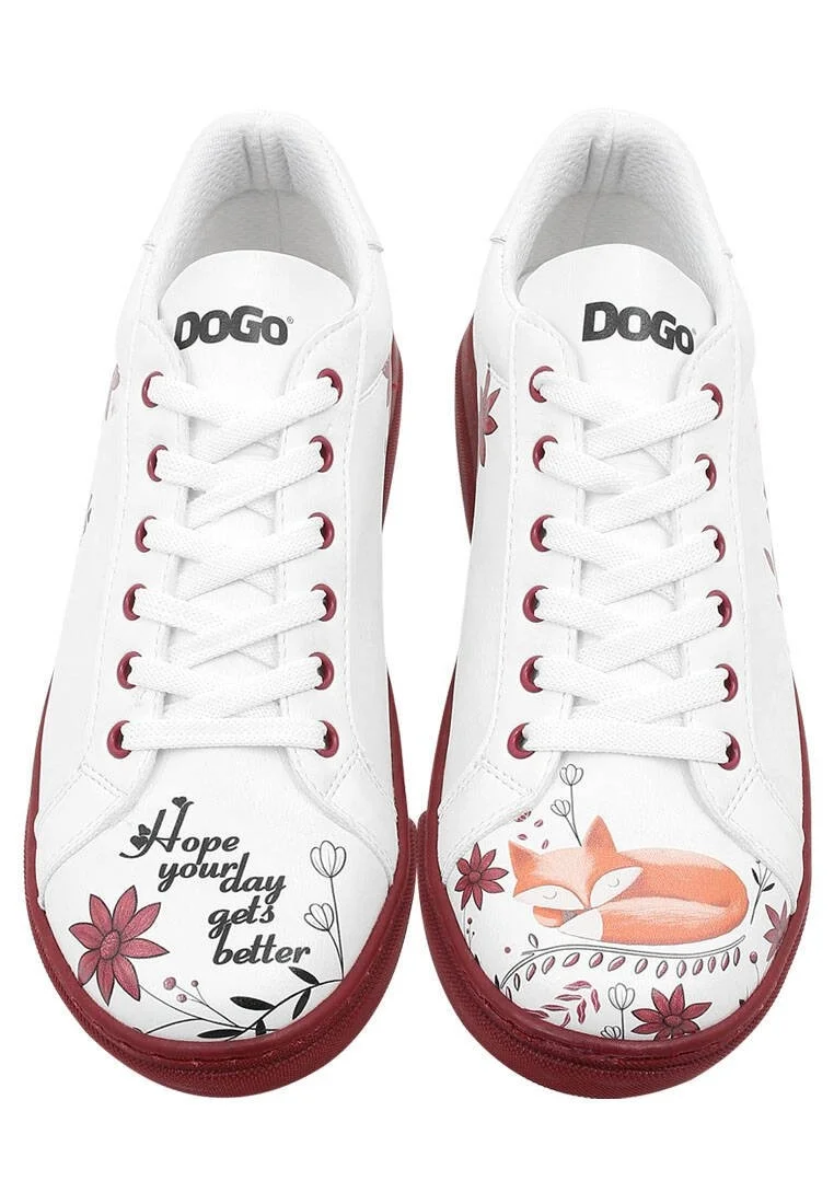 Femme Cuir Vegan Blanc Baskets - Spirit Animal Motif