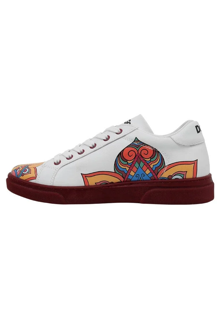Femme Cuir Vegan Blanc Baskets - India Motif