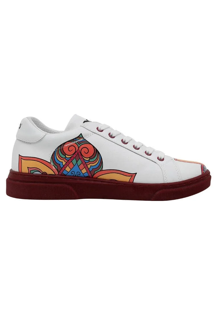 Femme Cuir Vegan Blanc Baskets - India Motif