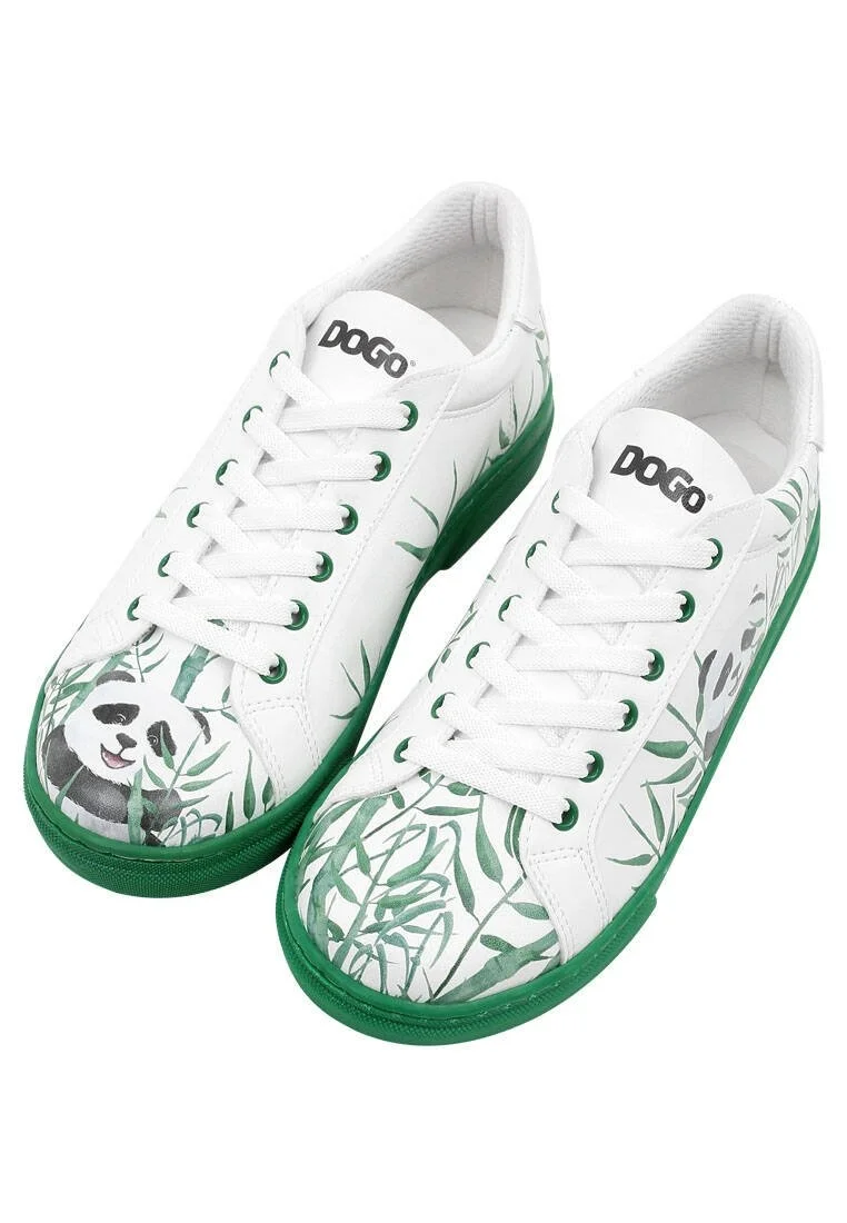 Femme Cuir Vegan Blanc Baskets - Bamboo Lover Motif