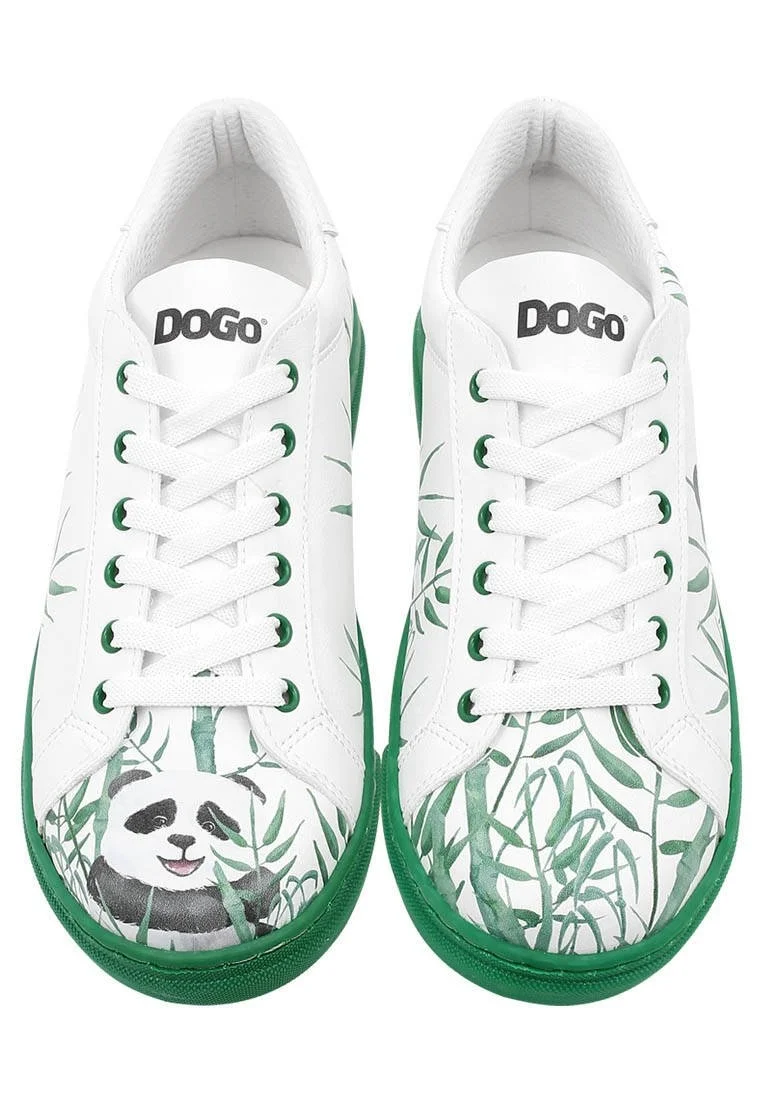 Femme Cuir Vegan Blanc Baskets - Bamboo Lover Motif