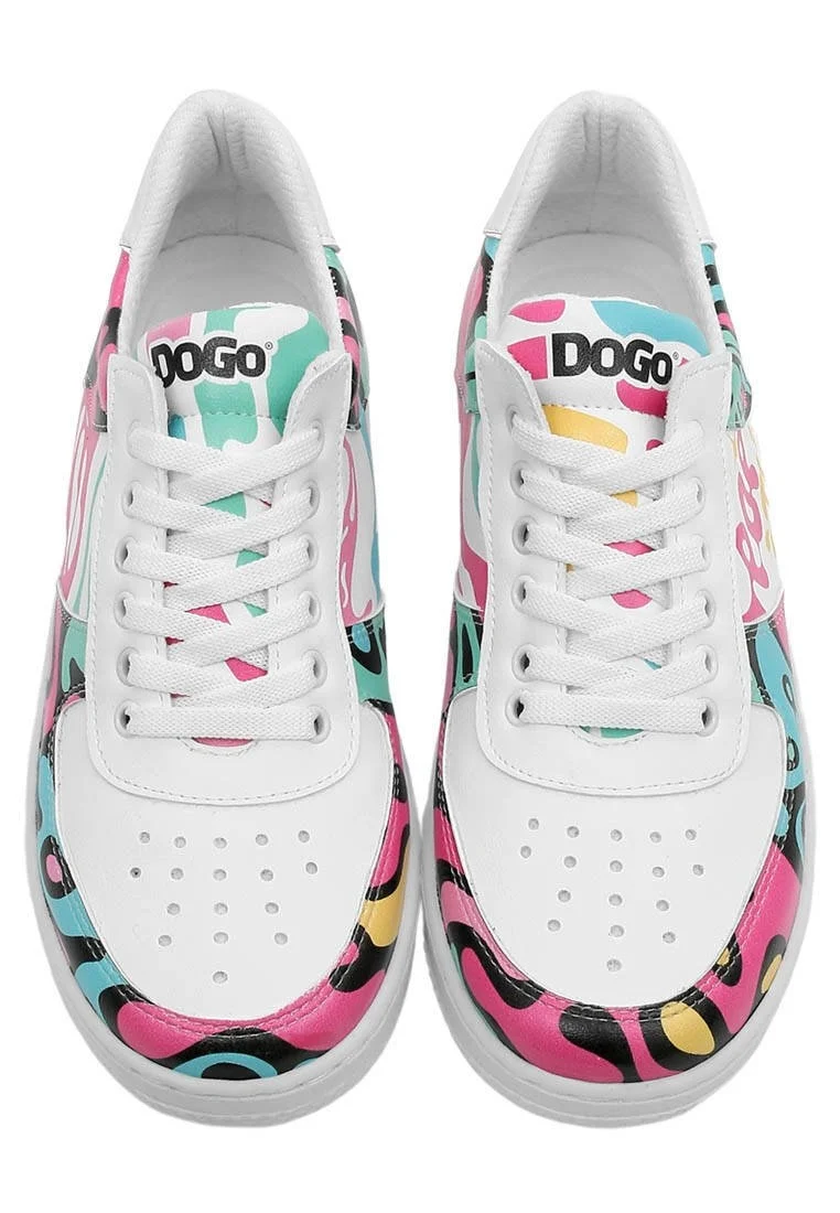 Femme Cuir Vegan Blanc Baskets - Pop the Art Motif