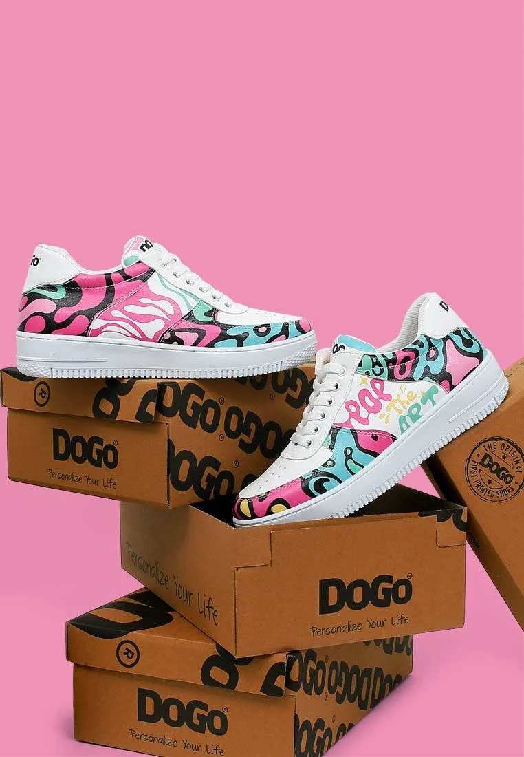 Femme Cuir Vegan Blanc Baskets - Pop the Art Motif