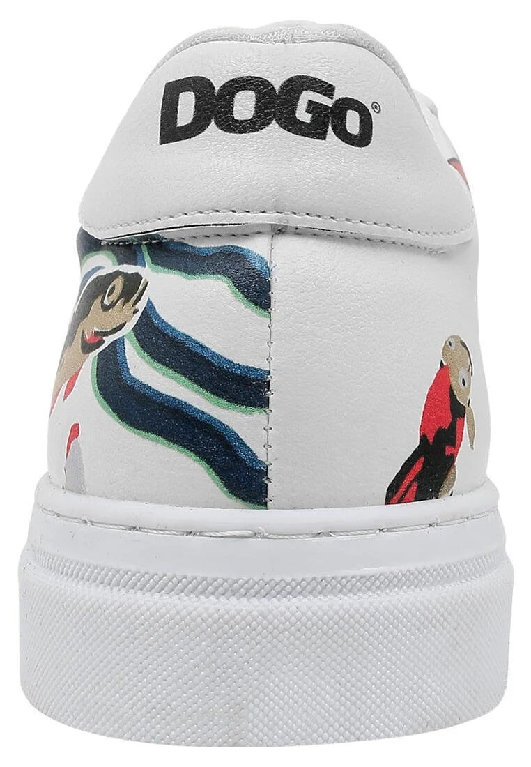 Femme Cuir Vegan Blanc Baskets - Koi World Motif
