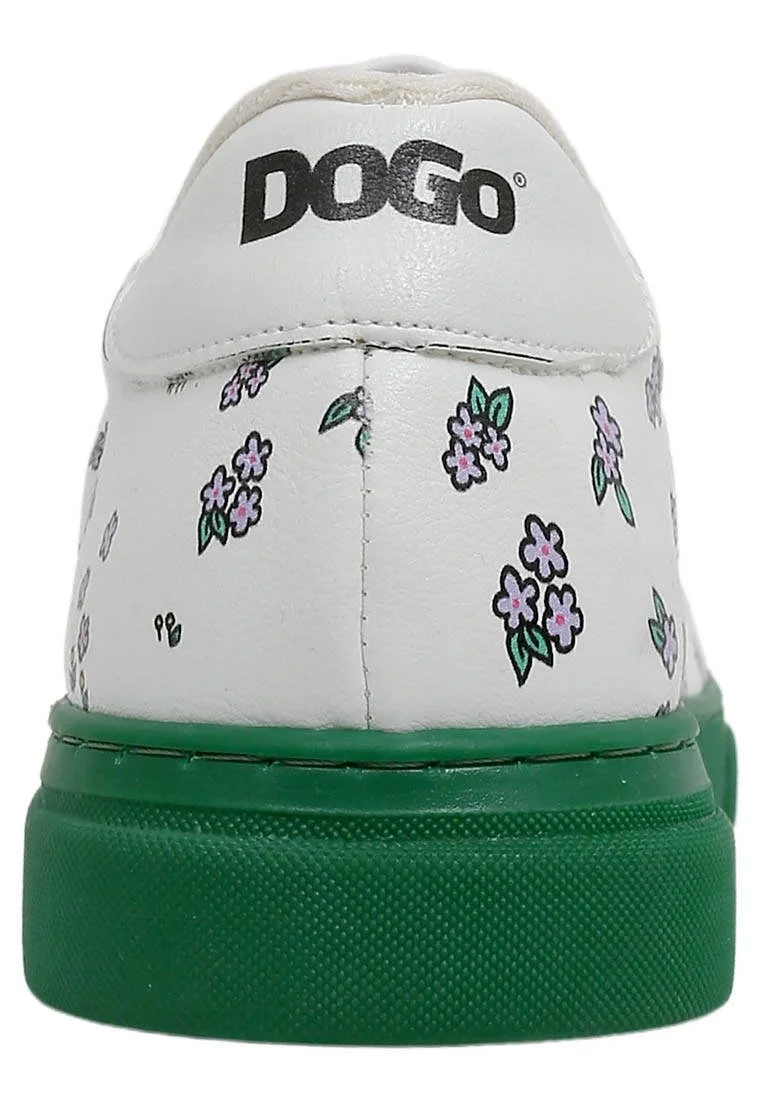 Femme Cuir Vegan Blanc Baskets - Life Goes On Motif