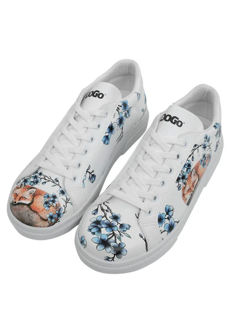 Femme Cuir Vegan Blanc Baskets - Stay Clever Motif