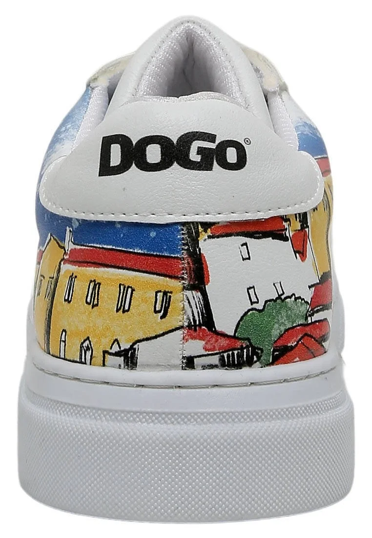 Femme Cuir Vegan Blanc Baskets - On the Roofs Motif