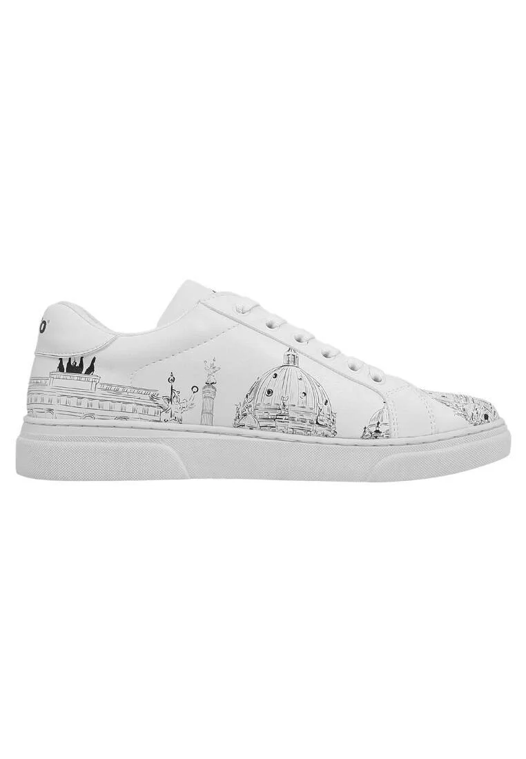 Femme Cuir Vegan Blanc Baskets - Berlin Motif