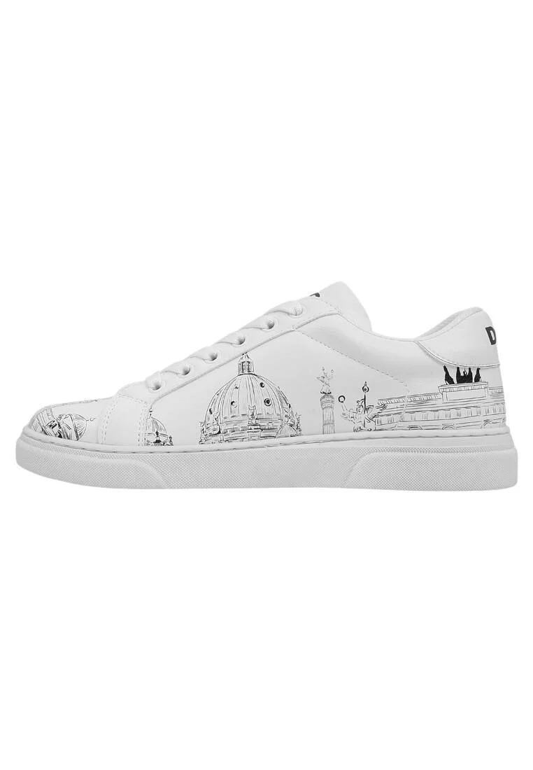 Femme Cuir Vegan Blanc Baskets - Berlin Motif