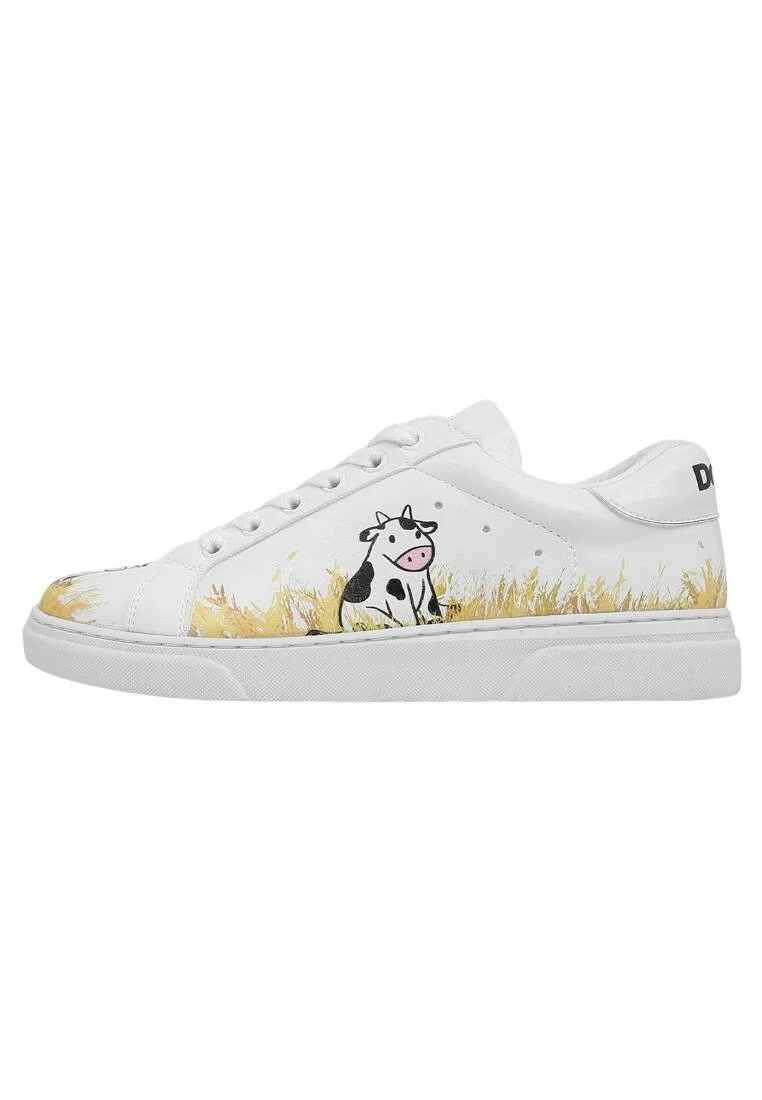 Femme Cuir Vegan Blanc Baskets - Feeling Moody Motif