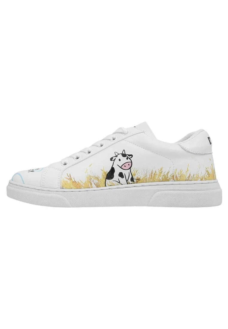 Femme Cuir Vegan Blanc Baskets - Feeling Moody Motif