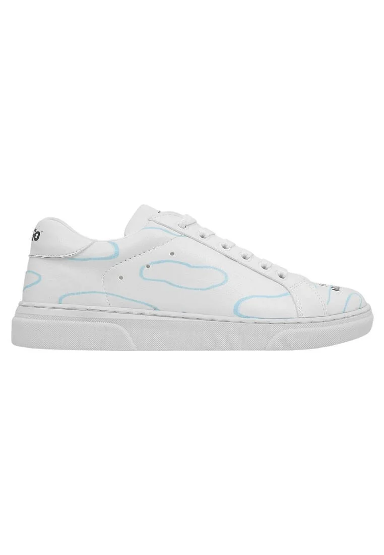 Femme Cuir Vegan Blanc Baskets - Feeling Moody Motif