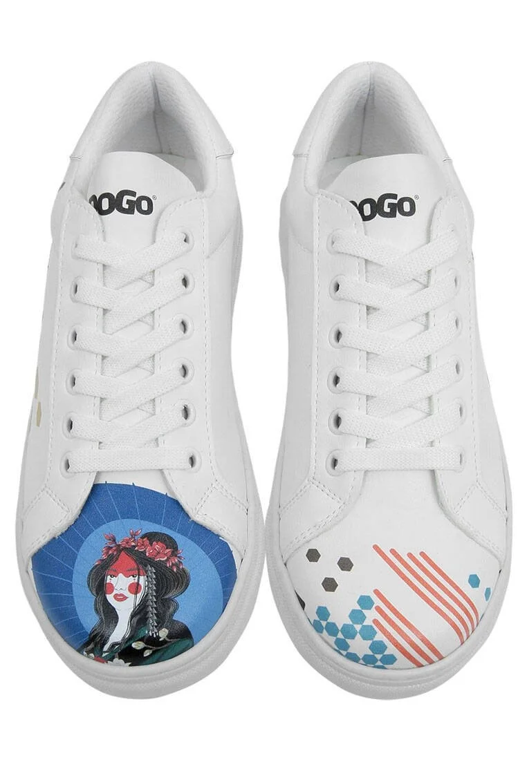 Femme Cuir Vegan Blanc Baskets - Bring Your Colours to Life Motif