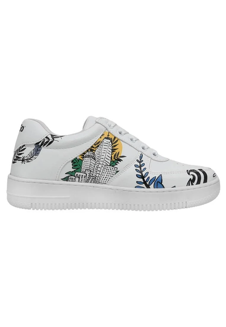 Femme Cuir Vegan Blanc Baskets - Fragile Motif