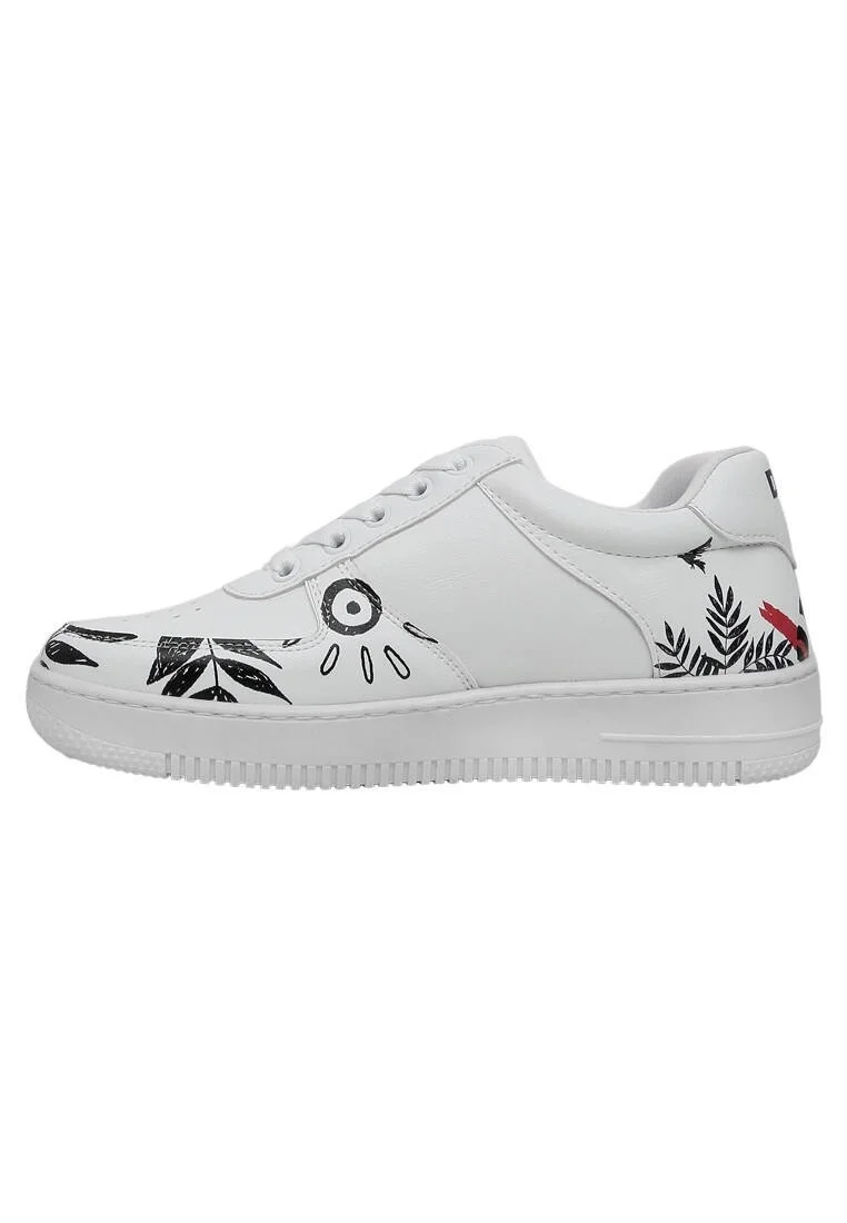 Femme Cuir Vegan Blanc Baskets - Fragile Motif