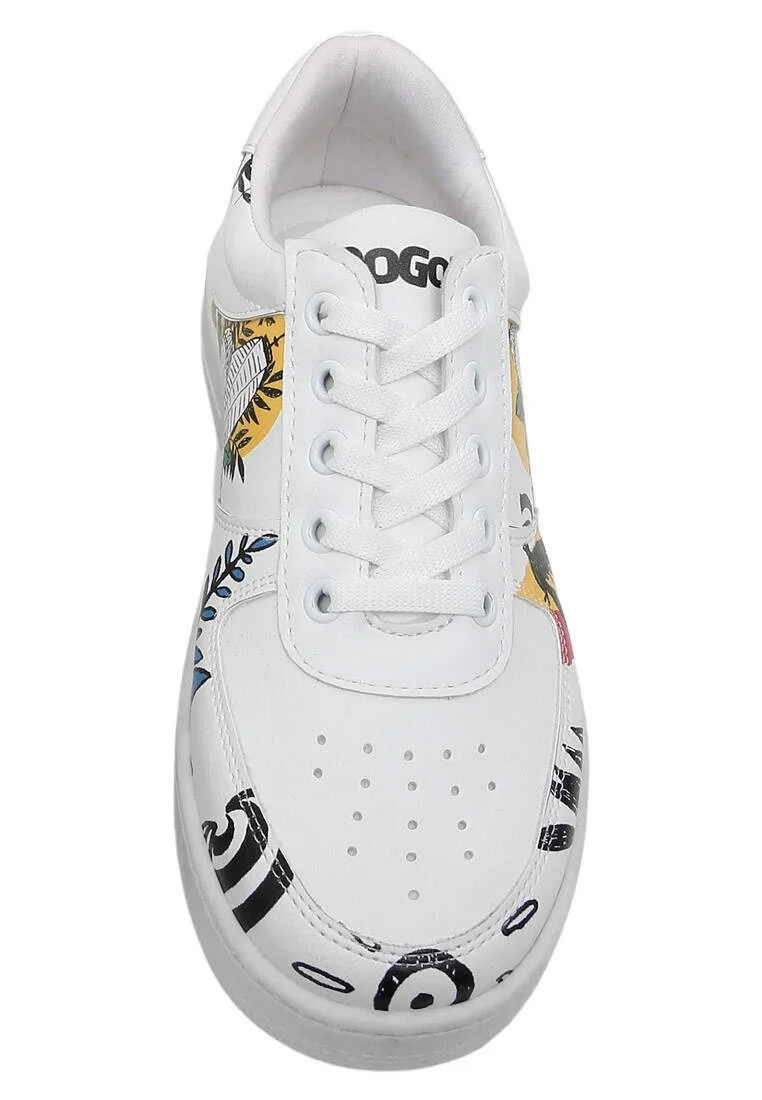 Femme Cuir Vegan Blanc Baskets - Fragile Motif