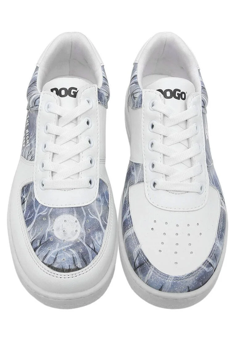 Femme Cuir Vegan Blanc Baskets - The Night is Dark Motif
