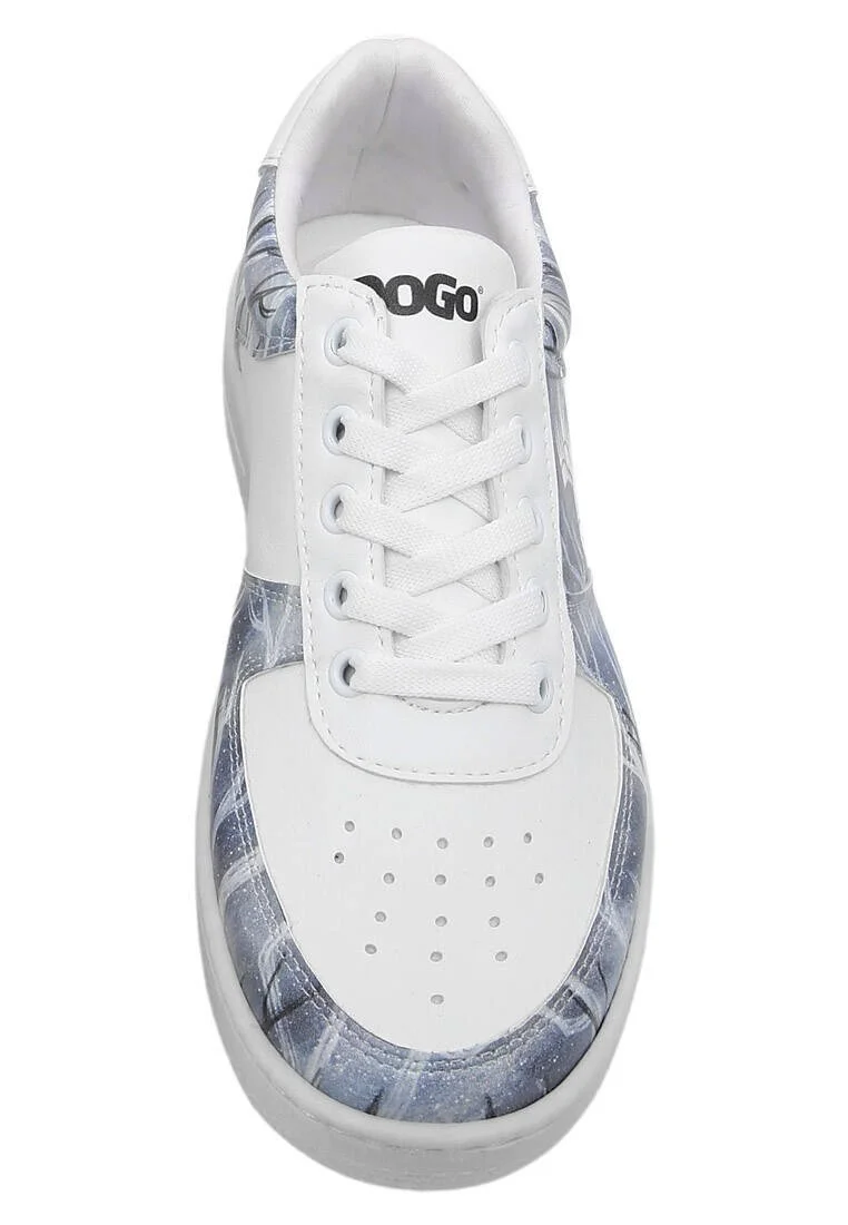 Femme Cuir Vegan Blanc Baskets - The Night is Dark Motif