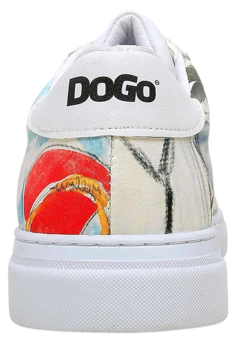 Femme Cuir Vegan Blanc Baskets - Hartley's Flower Motif