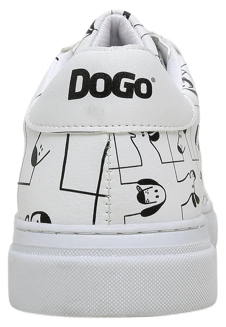 Femme Cuir Vegan Blanc Baskets - I Woof You Motif