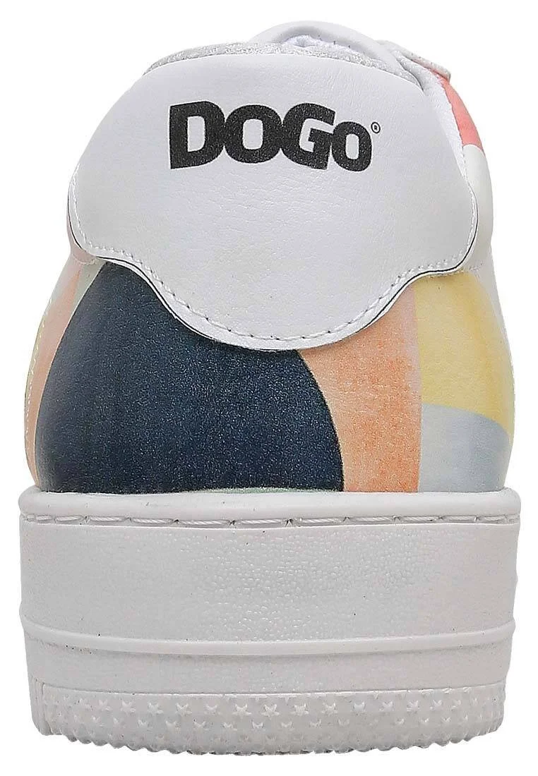Femme Cuir Vegan Blanc Baskets - Geometric Shapes Motif