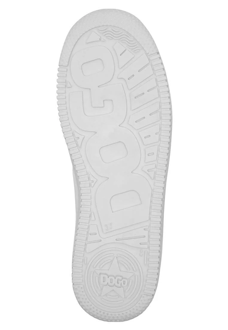 Femme Cuir Vegan Blanc Baskets - Geometric Shapes Motif