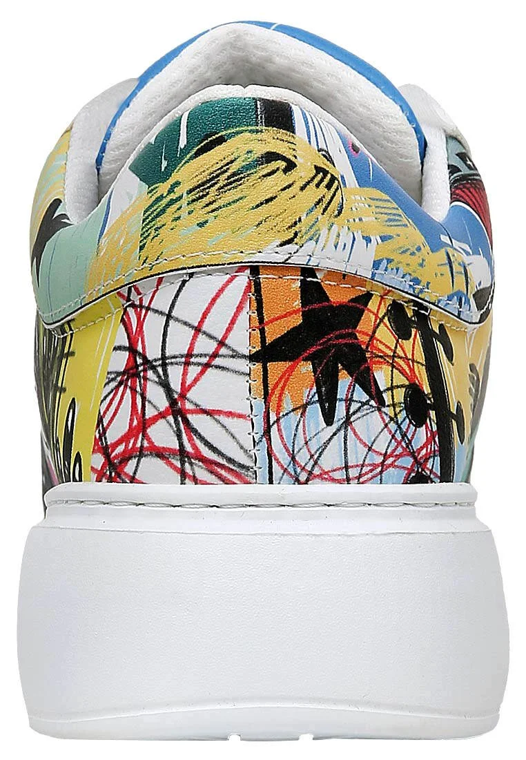 Femme Cuir Vegan Blanc Baskets - I was here Motif Femme Cuir Vegan Blanc Baskets - I was here Motif