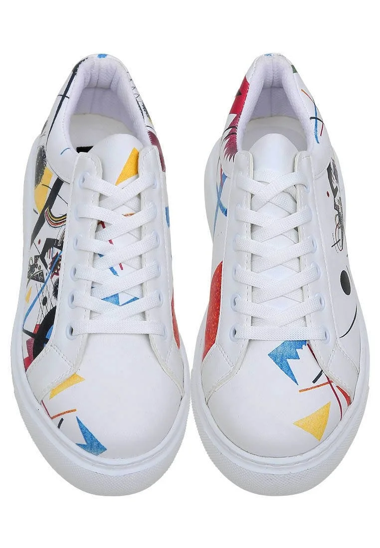 Femme Cuir Vegan Blanc Baskets - Crash of Neuron Motif