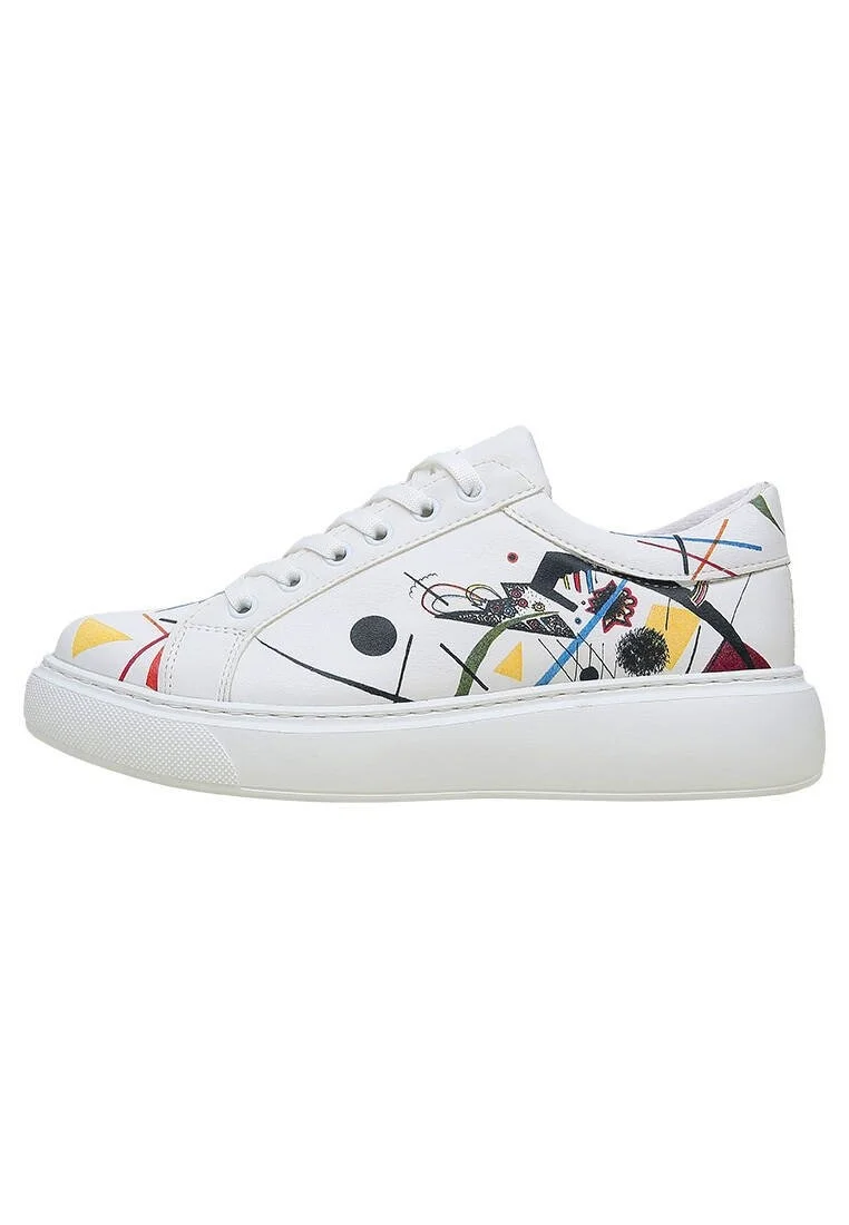 Femme Cuir Vegan Blanc Baskets - Crash of Neuron Motif
