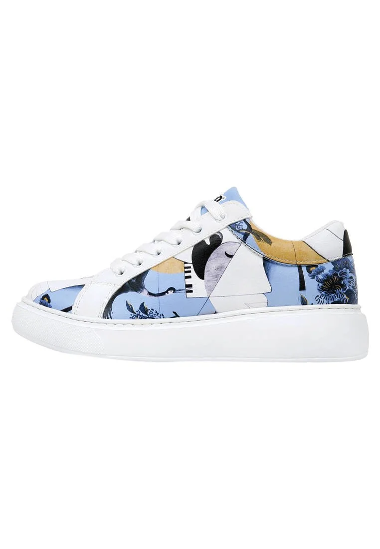 Femme Cuir Vegan Blanc Baskets - Deep Thought with The Deep Motif