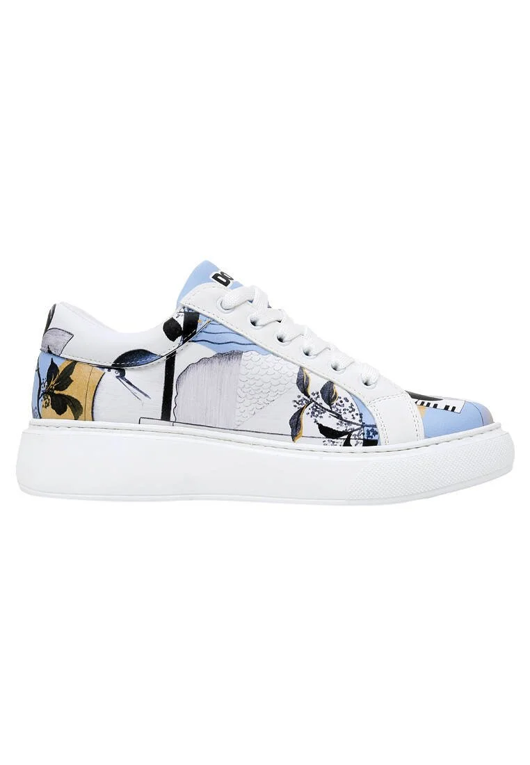 Femme Cuir Vegan Blanc Baskets - Deep Thought with The Deep Motif