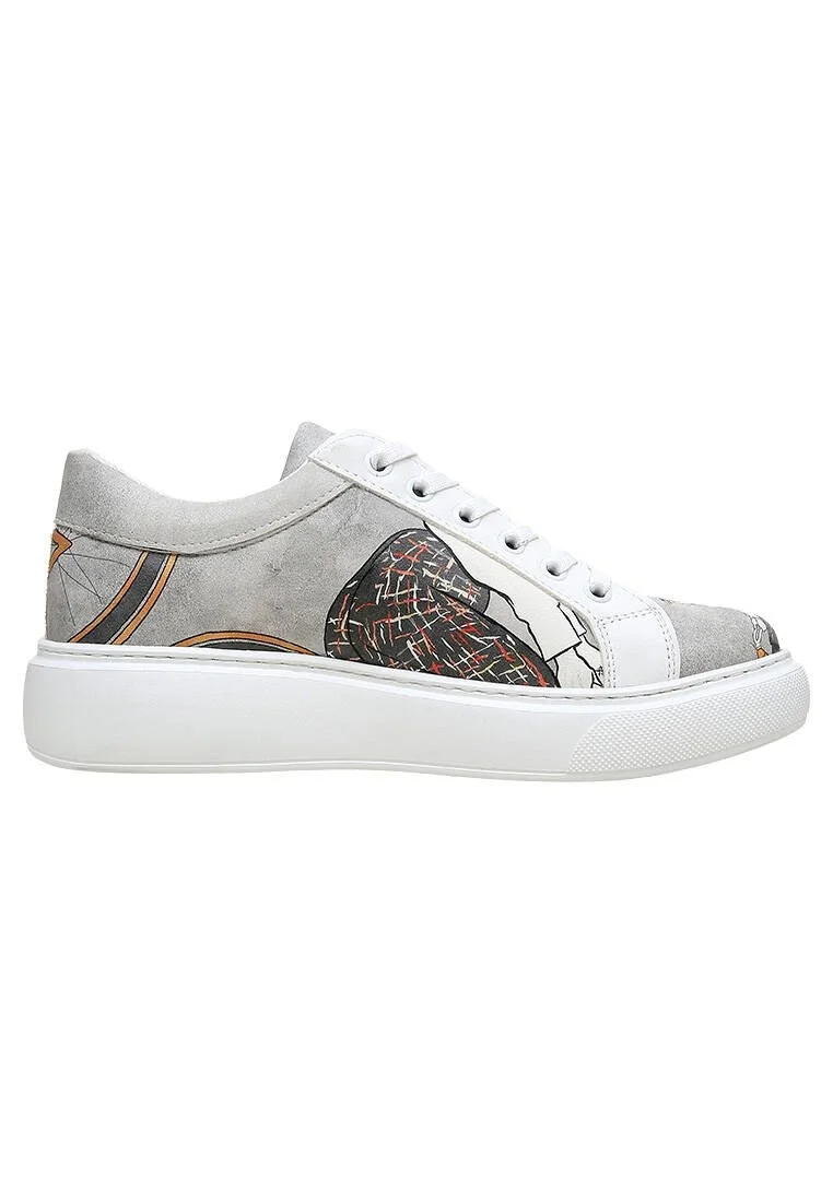 Femme Cuir Vegan Blanc Baskets - Rider Woman Motif