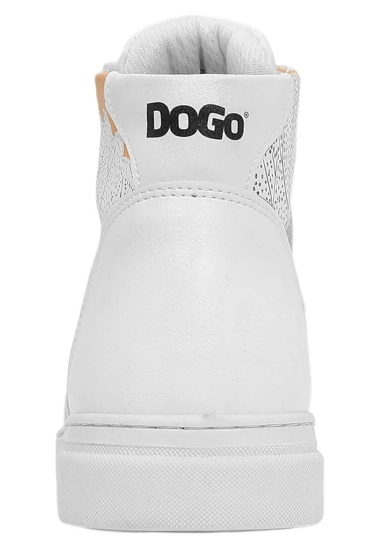 Femme Cuir Vegan Blanc Baskets Hautes - There You Are Motif
