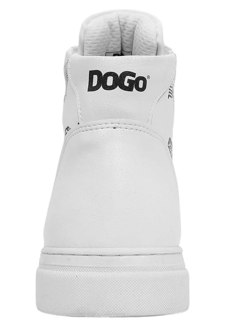 Femme Cuir Vegan Blanc Baskets Hautes - Trust Me Buddy Motif